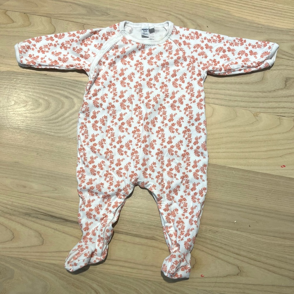 Petit Bateau Sleep-well Organic Cotton Flower Print Pajamas for Baby Girl 6 mo